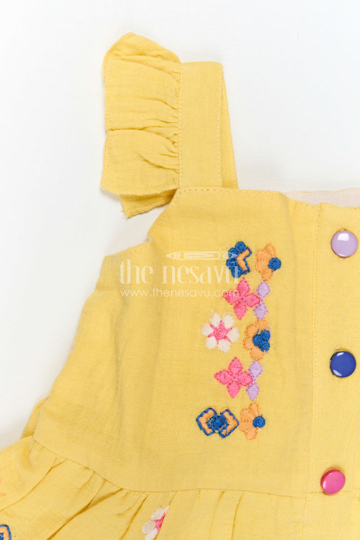 The Nesavu Girls Cotton Frock Girls Cotton Dress for Celebrations and Special Day Outings Nesavu Nesavu Girls Cotton Dress For Celebrations With Muslin Fabric And Embroidered Details For Festive Comfort