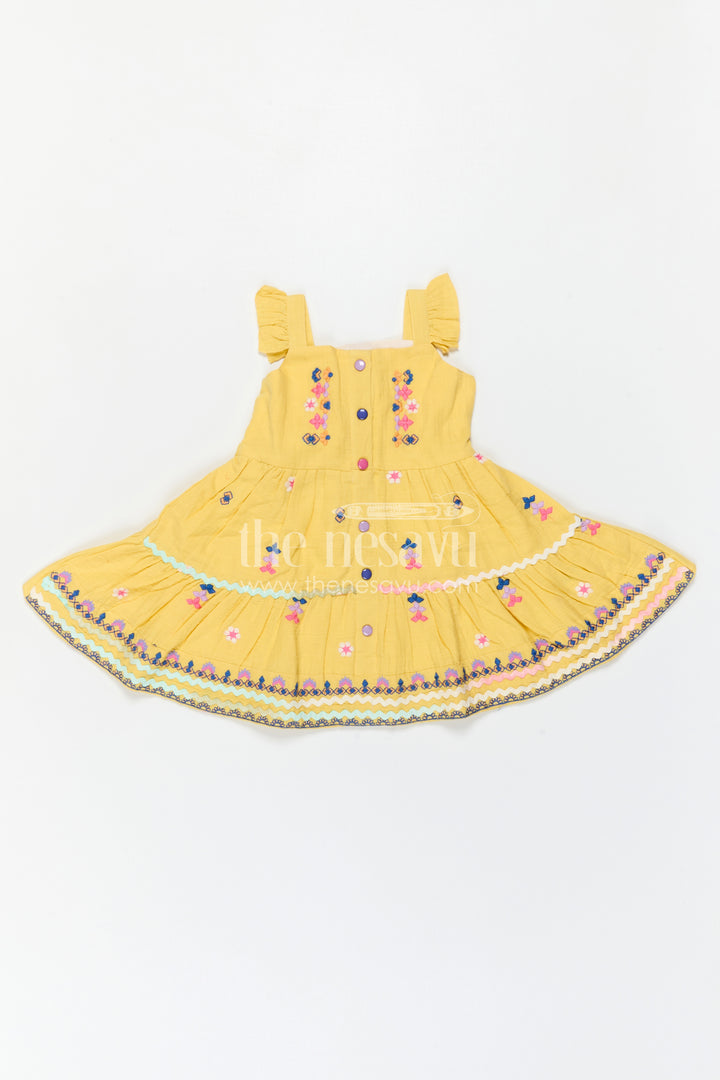 The Nesavu Girls Cotton Frock Girls Cotton Dress for Celebrations and Special Day Outings Nesavu Nesavu Girls Cotton Dress For Celebrations With Muslin Fabric And Embroidered Details For Festive Comfort