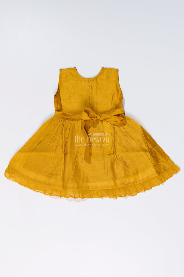 The Nesavu Girls Chanderi Frock Girls Cotton Embroidery Frock in Chanderi Fabric with Sleeveless Design for Stylish Wear Nesavu Girls Cotton Embroidery Frock Chanderi Fabric Sleeveless Design Festive Wear | The Nesavu