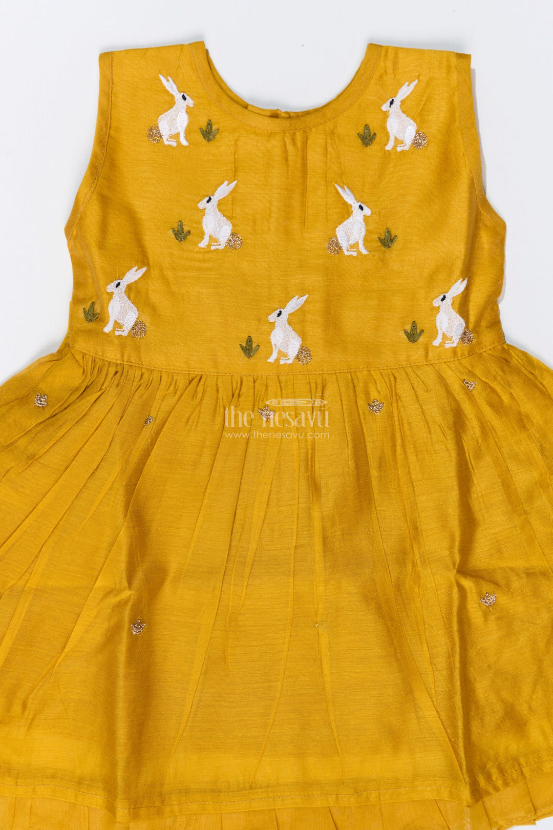 The Nesavu Girls Chanderi Frock Girls Cotton Embroidery Frock in Chanderi Fabric with Sleeveless Design for Stylish Wear Nesavu Girls Cotton Embroidery Frock Chanderi Fabric Sleeveless Design Festive Wear | The Nesavu