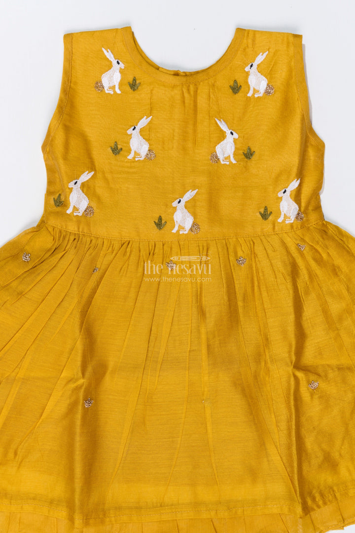 The Nesavu Girls Chanderi Frock Girls Cotton Embroidery Frock in Chanderi Fabric with Sleeveless Design for Stylish Wear Nesavu Girls Cotton Embroidery Frock Chanderi Fabric Sleeveless Design Festive Wear | The Nesavu