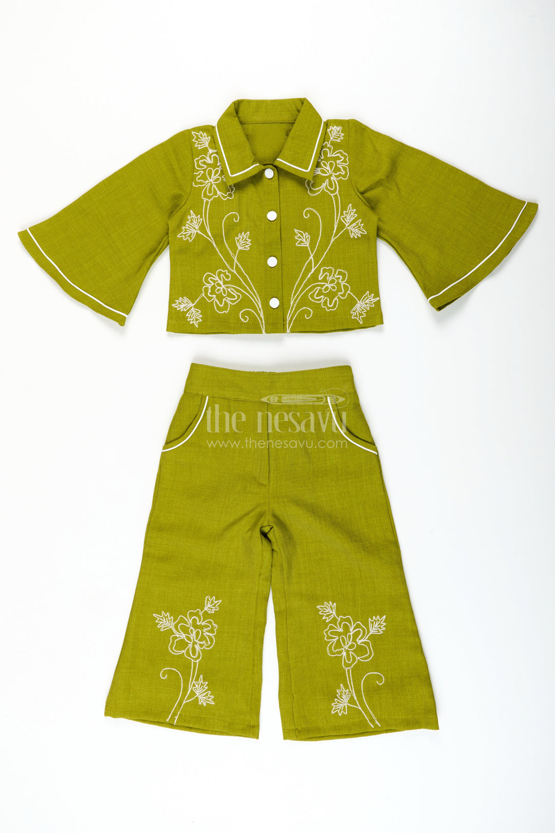 The Nesavu Girls Co-Ord Sets Girls Cotton Embroidery Plazo Set for Ethnic Day and Festivals Nesavu Nesavu girls cotton embroidered plazo set ethnic day festive dressing