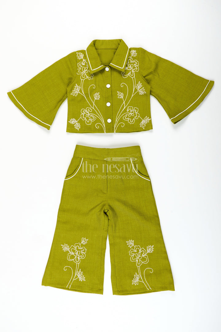 The Nesavu Girls Co-Ord Sets Girls Cotton Embroidery Plazo Set for Ethnic Day and Festivals Nesavu Nesavu girls cotton embroidered plazo set ethnic day festive dressing