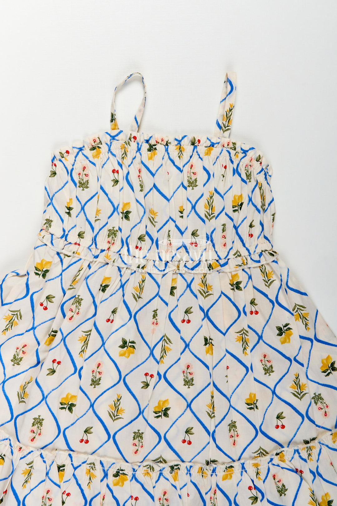 The Nesavu Girls Cotton Frock Girls Cotton Floral Frocks with Spaghetti Straps and Tiered Hem in Soft Digital Print for Summer Days Nesavu Girls Cotton Floral Frocks Digital Print Tiered Hem Comfortable Summer Fashion | The Nesavu