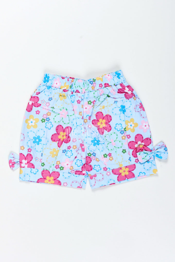 The Nesavu Girls Shorts Girls Cotton Floral Shorts for School and Fun Days Out Nesavu 22 (4Y) / Blue LBW048A-22 Nesavu Girls Cotton Floral Shorts Everyday Comfort Vibrant Summer Styling
