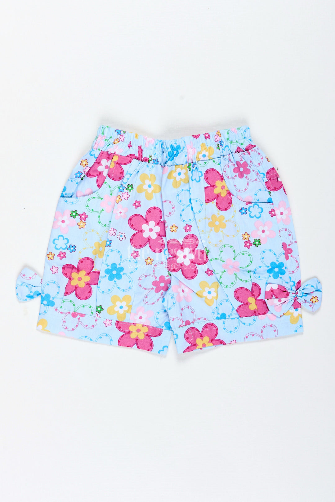 The Nesavu Girls Shorts Girls Cotton Floral Shorts for School and Fun Days Out Nesavu Nesavu Girls Cotton Floral Shorts Everyday Comfort Vibrant Summer Styling