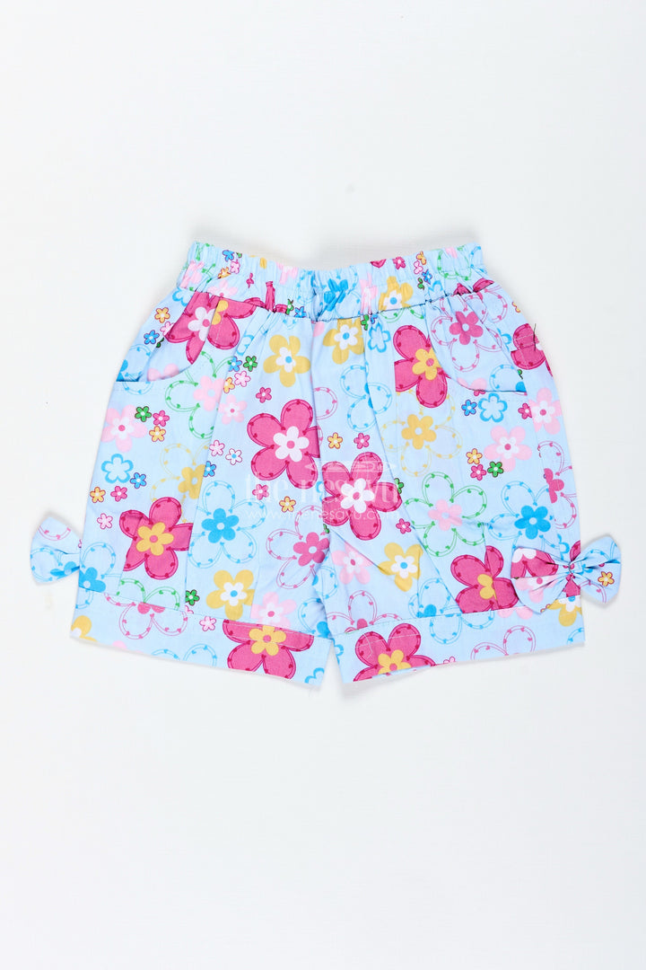 The Nesavu Girls Shorts Girls Cotton Floral Shorts for School and Fun Days Out Nesavu Nesavu Girls Cotton Floral Shorts Everyday Comfort Vibrant Summer Styling