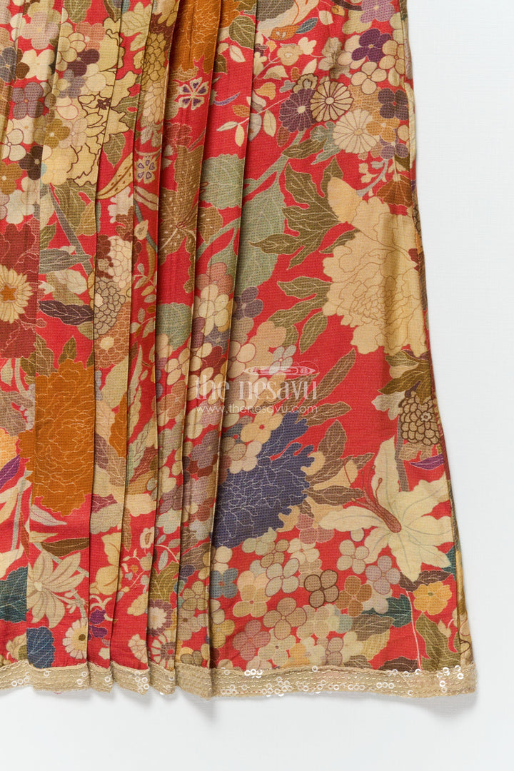 The Nesavu Girls Cotton Frock Girls Cotton Frock for Birthday Parties and Casual Festive Wear Nesavu Nesavu girls cotton floral print frock  ideal birthday parties festive occasions