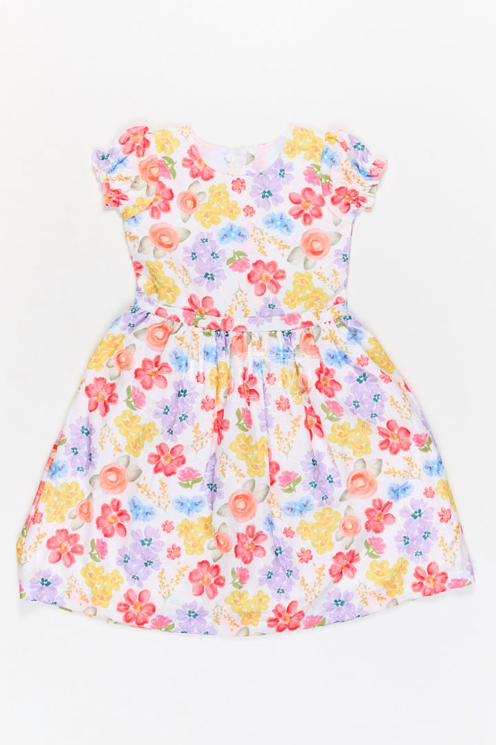 The Nesavu Girls Cotton Frock Girls Cotton Frock for Birthday Parties and Festive Outings Nesavu 32 (9Y) / Multicolor / Cotton GFC2129A-32 Nesavu girls cotton floral party frock for birthdays festive outings and family celebrations