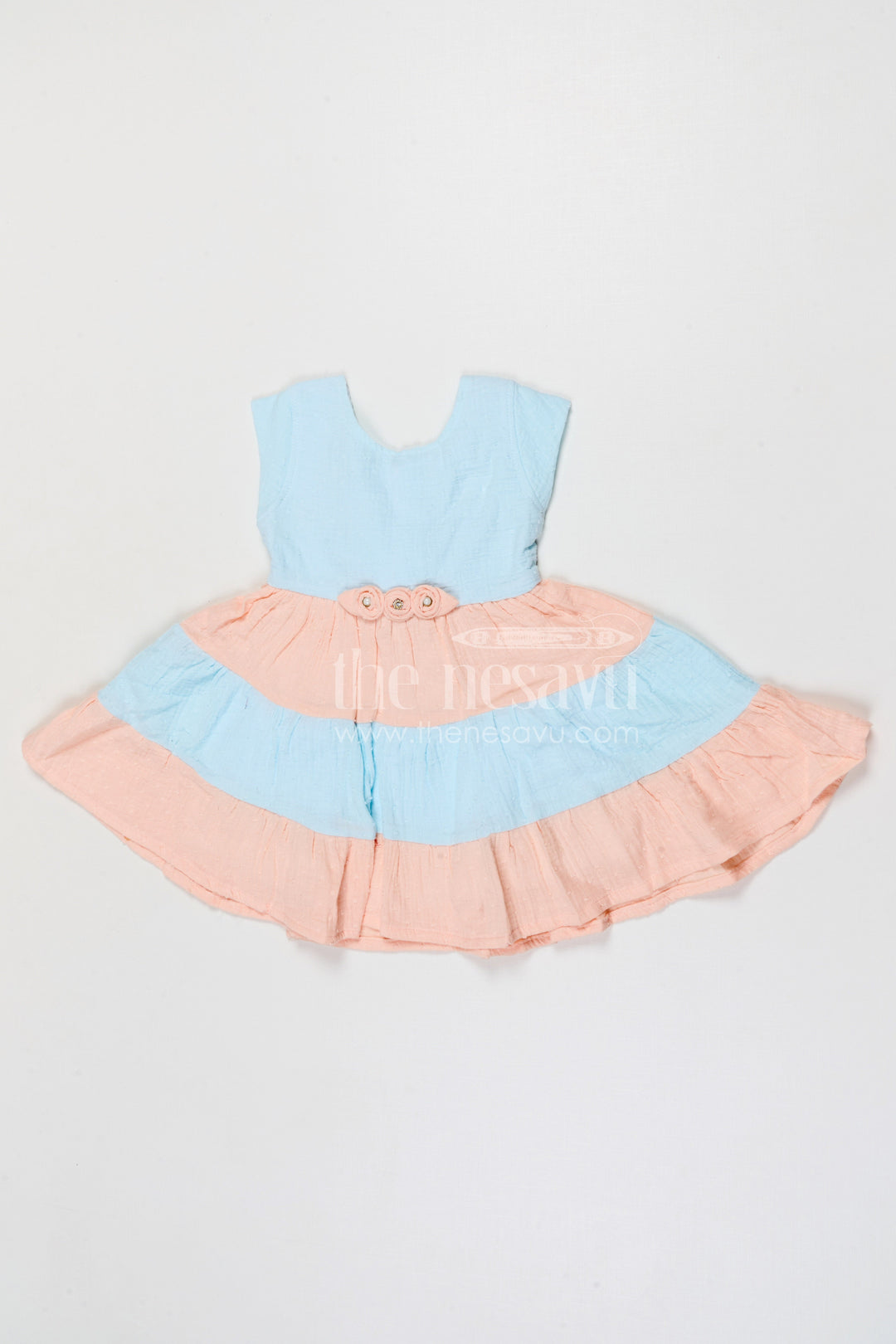 The Nesavu Girls Cotton Frock Girls Cotton Frock for Birthday Party and Family Outings Nesavu 20 (3Y) / Multicolor / Muslin Cotton GFC2134B-20 Nesavu girls muslin cotton frock for birthday parties family outings and festive celebrations with layered flare