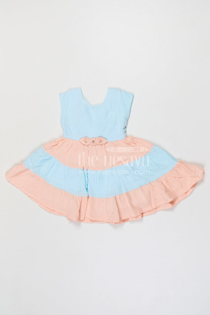 The Nesavu Girls Cotton Frock Girls Cotton Frock for Birthday Party and Family Outings Nesavu 20 (3Y) / Multicolor / Muslin Cotton GFC2134B-20 Nesavu girls muslin cotton frock for birthday parties family outings and festive celebrations with layered flare
