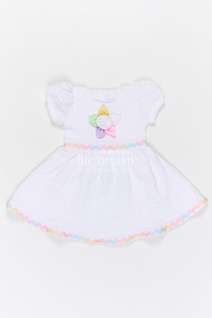 The Nesavu Girls Cotton Frock Girls Cotton Frock for Casual Outings and Summer Wear Nesavu 20 (3Y) / Half white / Popcorn GFC2125A-20 Nesavu girls popcorn cotton frock for casual outings and summer wear