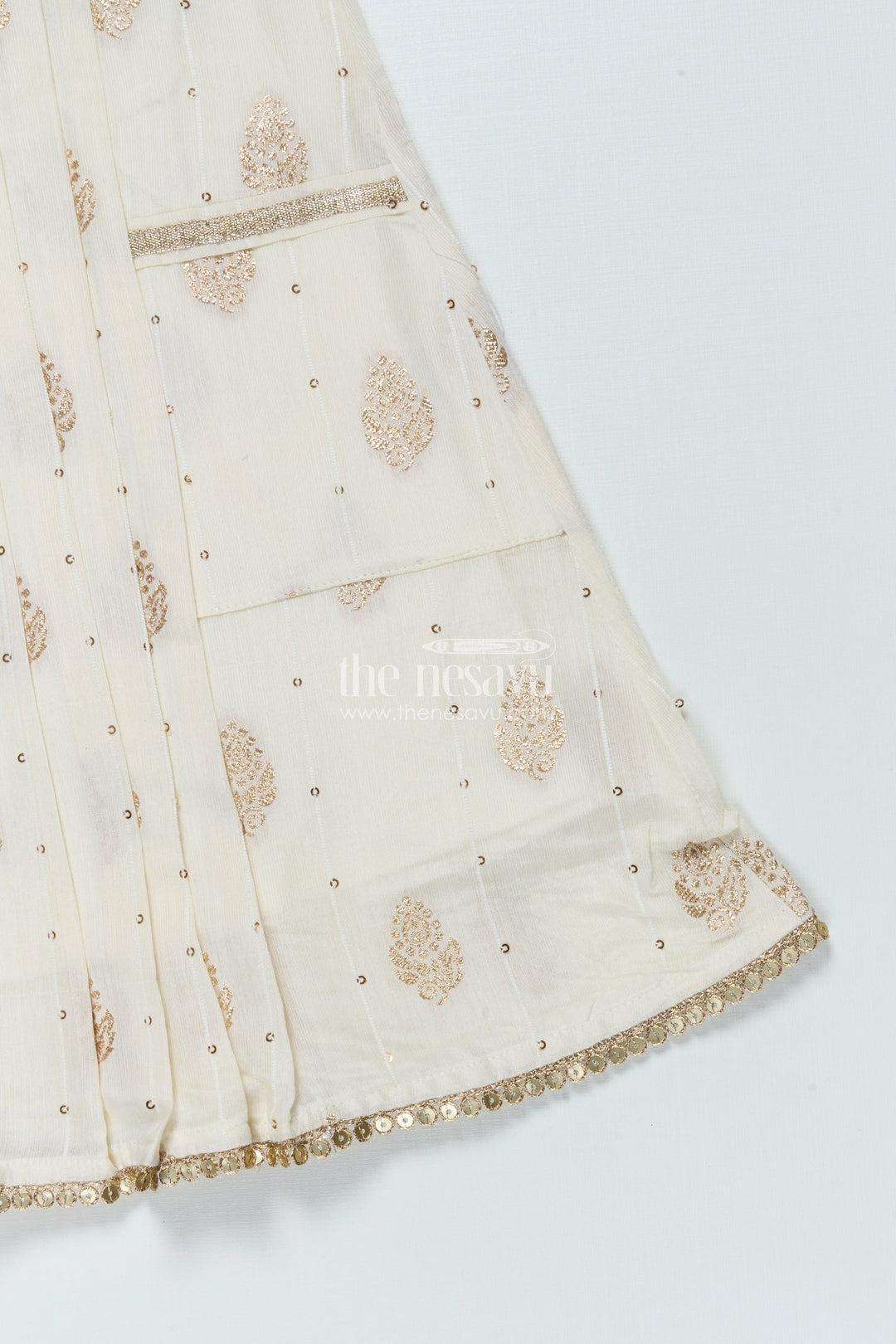 The Nesavu Girls Cotton Frock Girls Cotton Frock for Festivals and Cultural School Events Nesavu Nesavu cotton frock girls ethnic print embroidered yoke school events