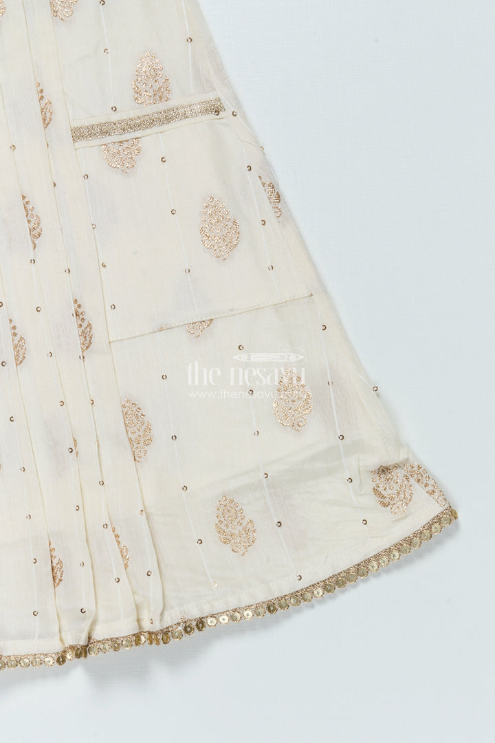 The Nesavu Girls Cotton Frock Girls Cotton Frock for Festivals and Cultural School Events Nesavu Nesavu cotton frock girls ethnic print embroidered yoke school events