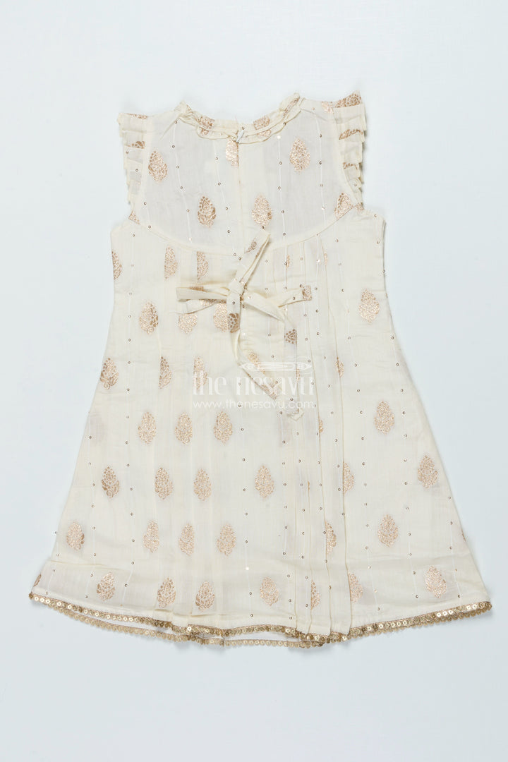 The Nesavu Girls Cotton Frock Girls Cotton Frock for Festivals and Cultural School Events Nesavu Nesavu cotton frock girls ethnic print embroidered yoke school events