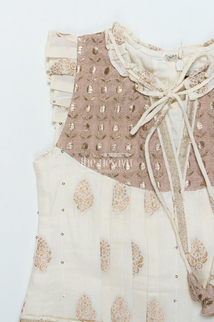 The Nesavu Girls Cotton Frock Girls Cotton Frock for Festivals and Cultural School Events Nesavu Nesavu cotton frock girls ethnic print embroidered yoke school events