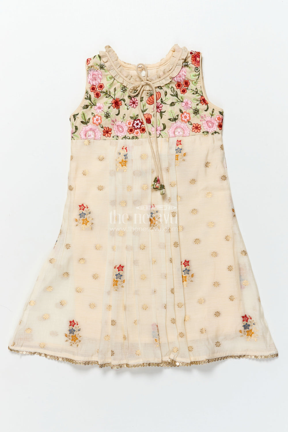 The Nesavu Girls Cotton Frock Girls Cotton Frock for Festive Days and Family Outings Nesavu Nesavu embroidered cotton frock girls  ideal festive occasions casual ethnic wear