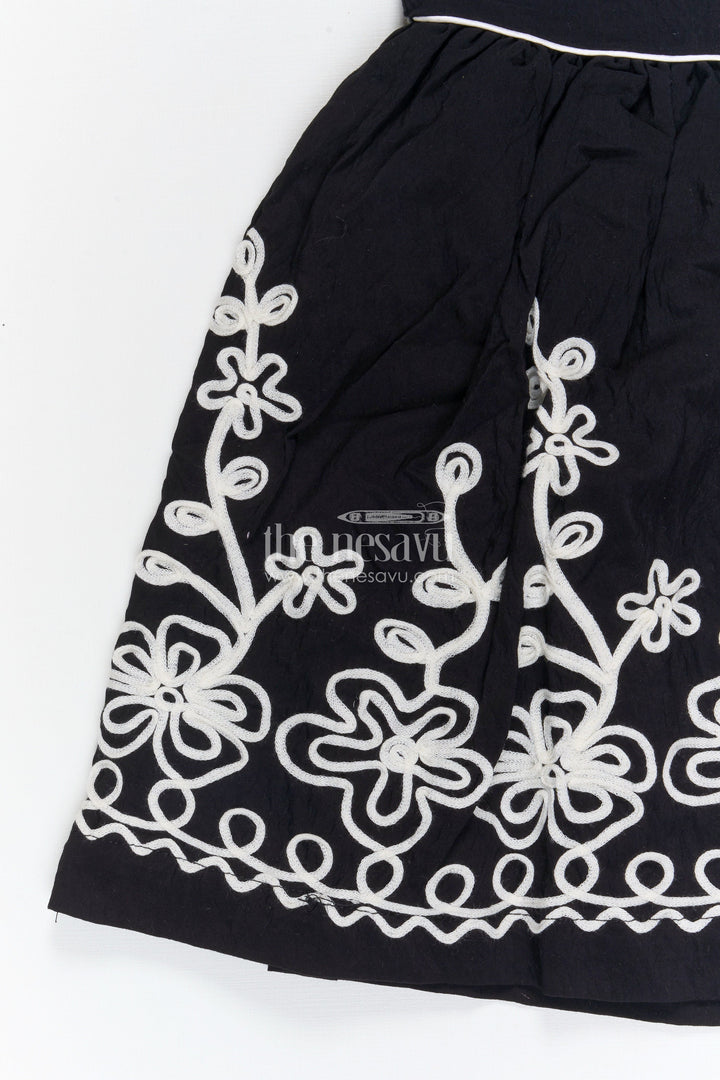 The Nesavu Girls Cotton Frock Girls Cotton Frock for Festive Occasions and Family Gatherings Nesavu Nesavu girls cotton frock with thread embroidery for festive occasions family events and celebrations