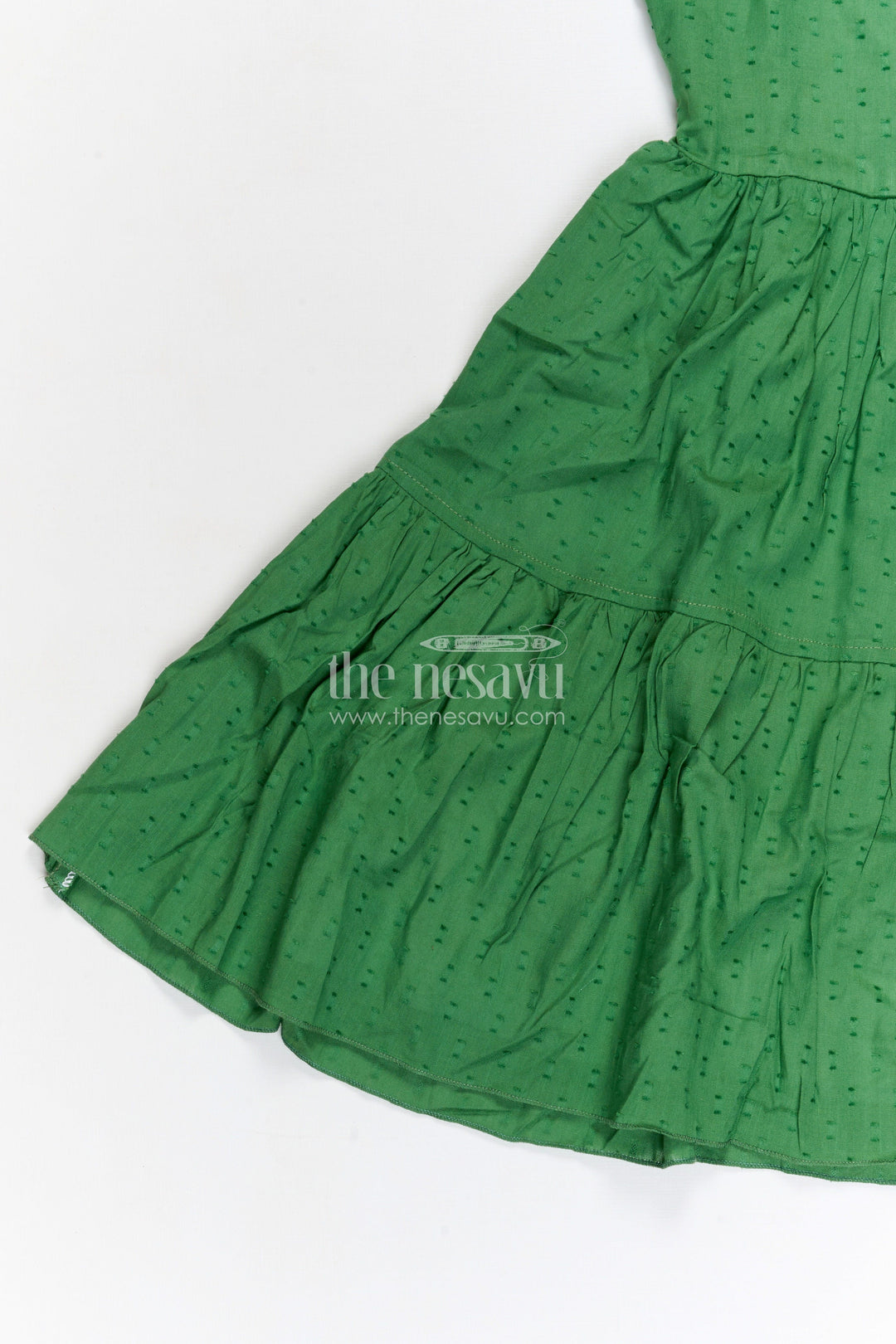 The Nesavu Girls Cotton Frock Girls Cotton Frock for Festive Outings and Family Celebrations Nesavu Nesavu girls cotton dobby frock with embroidered neckline for festive events and family celebrations