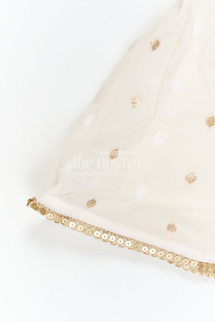 The Nesavu Girls Cotton Frock Girls Cotton Frock for Festive Wear and Special Occasions Nesavu Nesavu Girls Cotton Frock With Sequence Embroidery For Festive Wear And Special Occasions