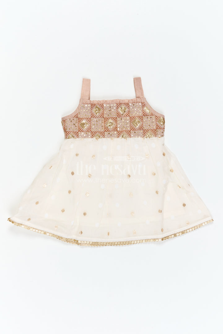 The Nesavu Girls Cotton Frock Girls Cotton Frock for Festive Wear and Special Occasions Nesavu Nesavu Girls Cotton Frock With Sequence Embroidery For Festive Wear And Special Occasions