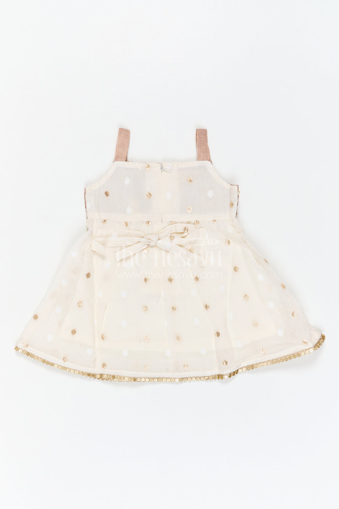 The Nesavu Girls Cotton Frock Girls Cotton Frock for Festive Wear and Special Occasions Nesavu Nesavu Girls Cotton Frock With Sequence Embroidery For Festive Wear And Special Occasions