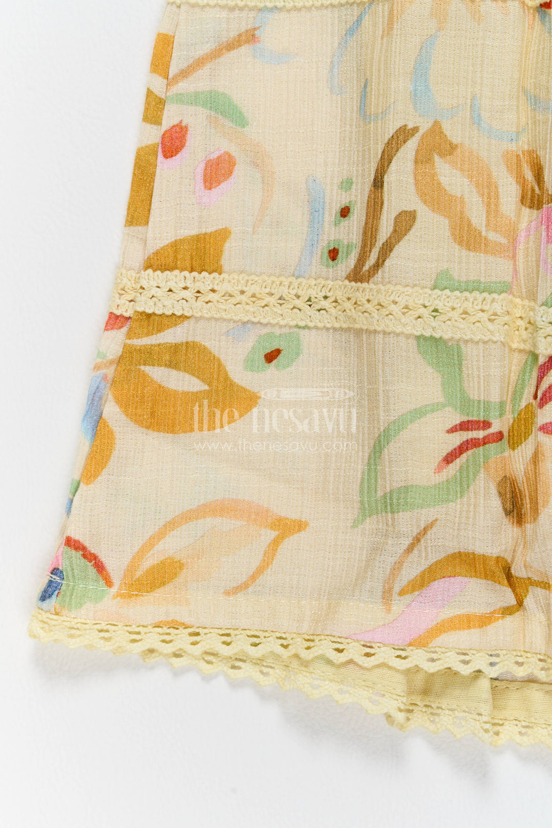 The Nesavu Girls Cotton Frock Girls Cotton Frock in Cream with Digital Print Nesavu Nesavu Girls Cotton Frock In Cream With Digital For Party Memories