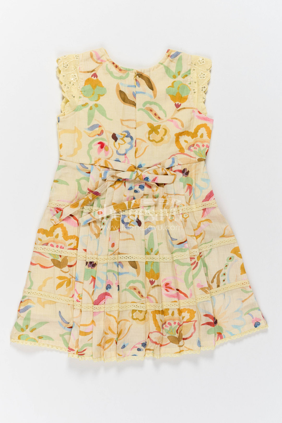 The Nesavu Girls Cotton Frock Girls Cotton Frock in Cream with Digital Print Nesavu Nesavu Girls Cotton Frock In Cream With Digital For Party Memories
