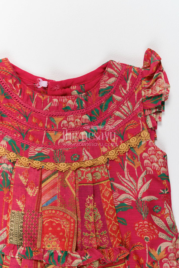 The Nesavu Girls Cotton Frock Girls Cotton Frock in Pink for Party Memories Nesavu Nesavu Girls Cotton Frock In Pink With Digital For Party Memories