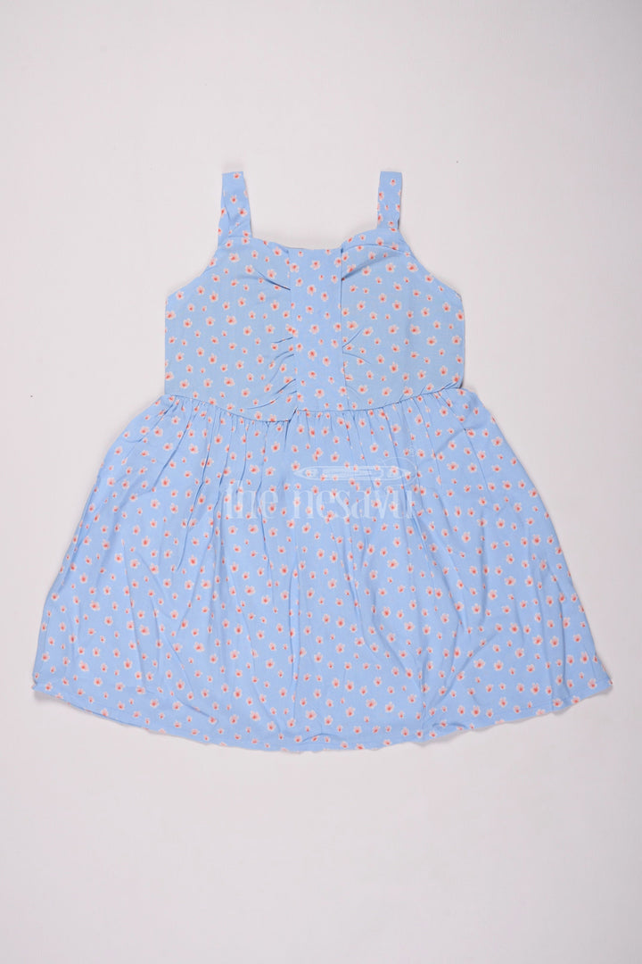 The Nesavu Girls Cotton Frock Girls Cotton Frock Online with Dainty Floral Prints in Light Blue Muslin Fabric Nesavu 16 (1Y) / Blue GFC1474A-16 Nesavu Girls Cotton Frock Online Light Blue Muslin Floral Print