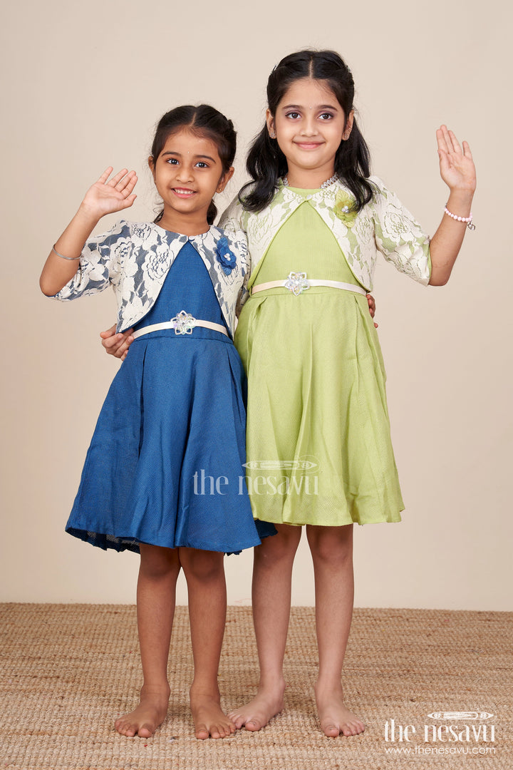The Nesavu Girls Cotton Frock Girls Cotton Frock with Embroidered Jacket for Festive Outings and Events Nesavu Nesavu girls cotton frock floral embroidery jacket  perfect festive outings school ethnic day