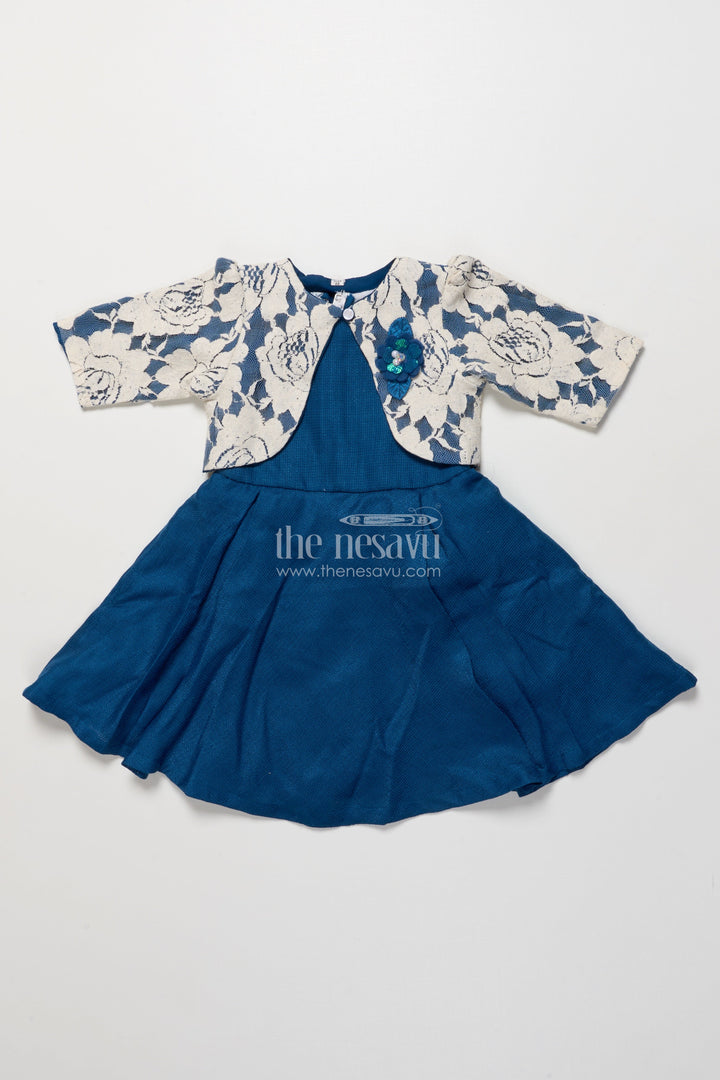 The Nesavu Girls Cotton Frock Girls Cotton Frock with Embroidered Jacket for Festive Outings and Events Nesavu Nesavu girls cotton frock floral embroidery jacket  perfect festive outings school ethnic day