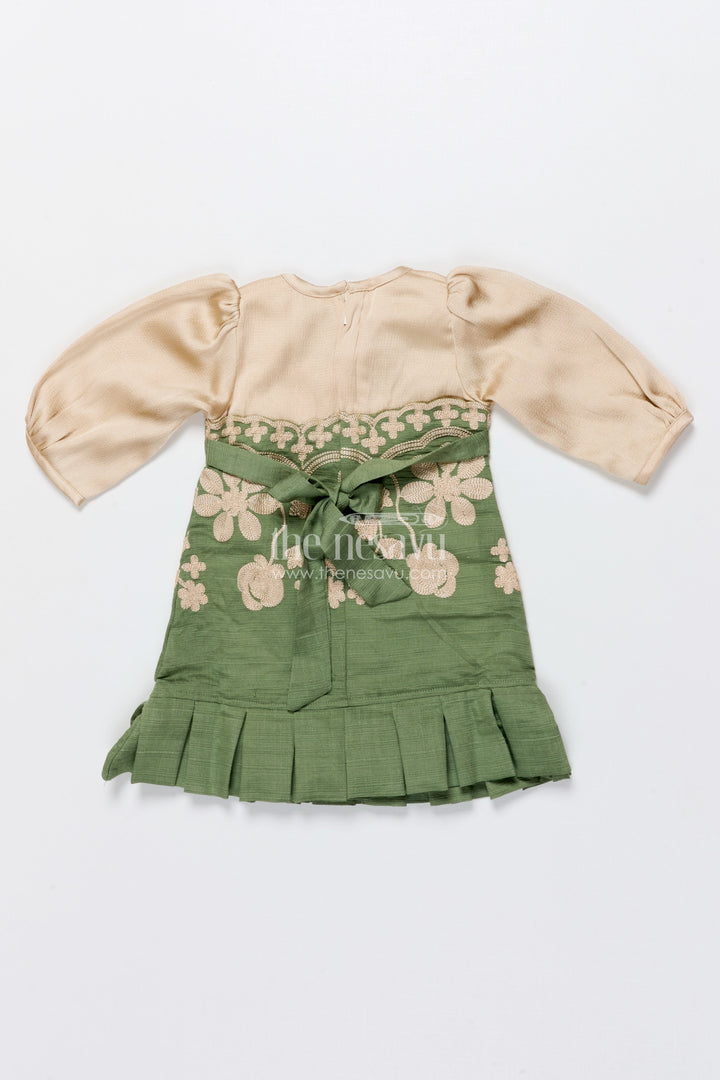 The Nesavu Girls Cotton Frock Girls Cotton Frock with Embroidery for Ethnic Celebrations Nesavu Nesavu girls embroidered cotton frock full sleeves festive ethnic wear