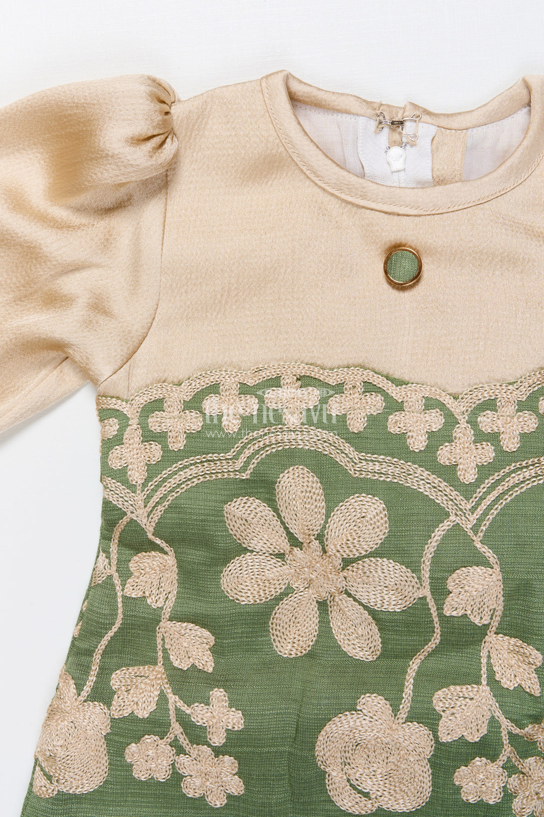 The Nesavu Girls Cotton Frock Girls Cotton Frock with Embroidery for Ethnic Celebrations Nesavu Nesavu girls embroidered cotton frock full sleeves festive ethnic wear