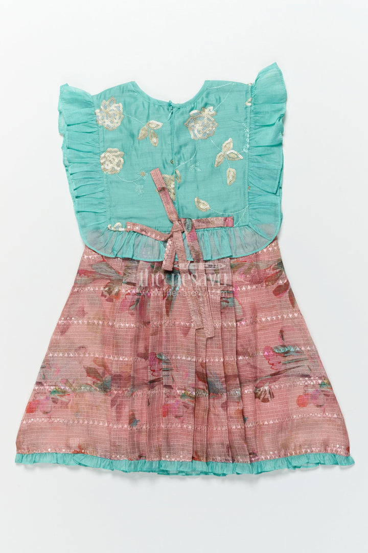 The Nesavu Girls Cotton Frock Girls Cotton Frock with Embroidery for Festivals and School Functions Nesavu Nesavu girls embroidered cotton frock sequin work  perfect school events festive days