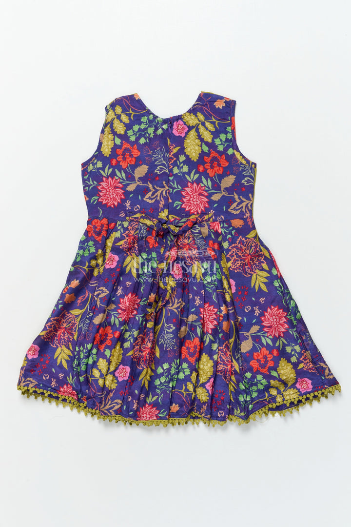 The Nesavu Girls Cotton Frock Girls Cotton Frock with Embroidery for Festive School Functions Nesavu Nesavu girls cotton frock embroidery digital print  ideal school functions festive wear