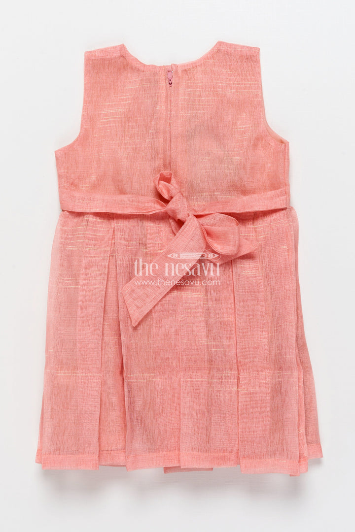 The Nesavu Girls Cotton Frock Girls Cotton Frock with Floral Jacket for Parties and Casual Wear Nesavu Nesavu girls cotton frock 3D floral detailing organza printed jacket birthday-ready style