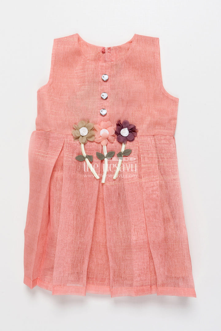 The Nesavu Girls Cotton Frock Girls Cotton Frock with Floral Jacket for Parties and Casual Wear Nesavu Nesavu girls cotton frock 3D floral detailing organza printed jacket birthday-ready style