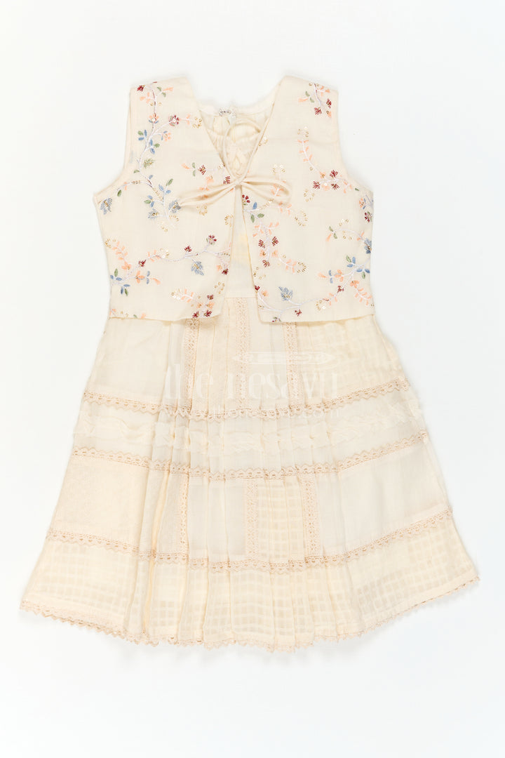 The Nesavu Girls Cotton Frock Girls Cotton Frock with Jacket for Festive Wear and Outings Nesavu Nesavu Girls Cotton Frock With Embroidered Jacket For Festive Wear And Casual Outings