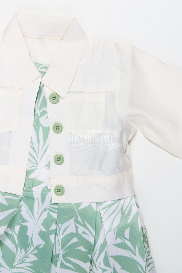 The Nesavu Girls Cotton Frock Girls Cotton Frock with Printed Jacket for Everyday Comfort Nesavu Nesavu girls cotton dress digital print smart jacket playdates casual outings