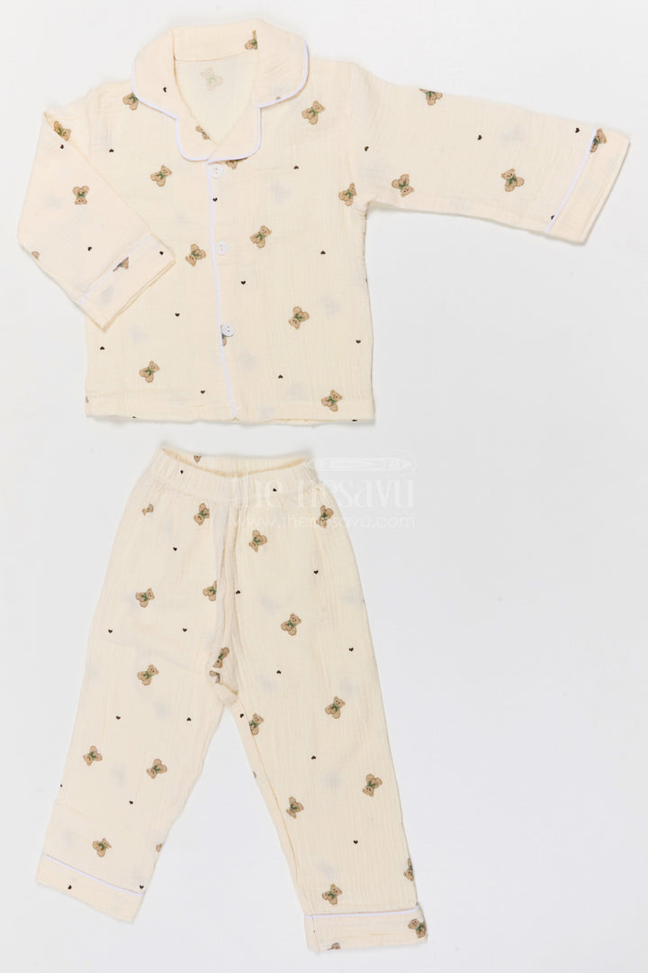 The Nesavu Night Dress Girls Cotton Night Dress Set for Comfortable Sleep Nesavu 18 (2Y) / Multicolor / Muslin Cotton NS049A-18 Nesavu Girls Muslin Cotton Night Dress Set With Digital Print For Comfortable Sleep