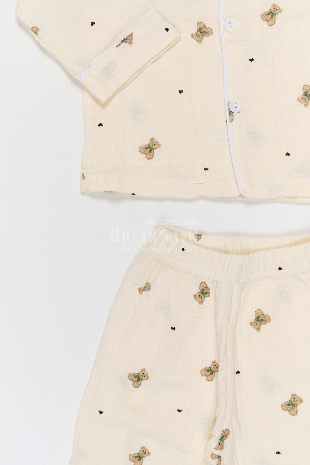 The Nesavu Night Dress Girls Cotton Night Dress Set for Comfortable Sleep Nesavu Nesavu Girls Muslin Cotton Night Dress Set With Digital Print For Comfortable Sleep