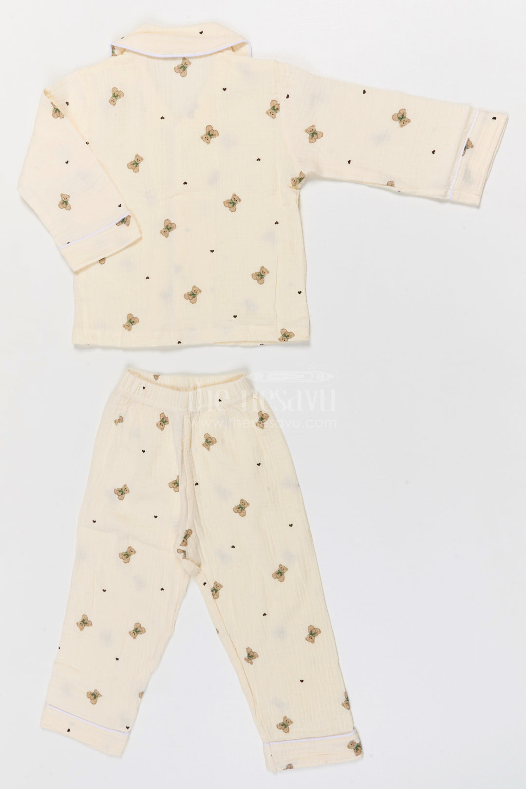 The Nesavu Night Dress Girls Cotton Night Dress Set for Comfortable Sleep Nesavu Nesavu Girls Muslin Cotton Night Dress Set With Digital Print For Comfortable Sleep