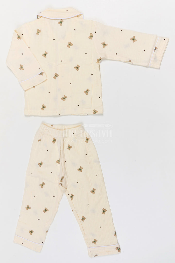 The Nesavu Night Dress Girls Cotton Night Dress Set for Comfortable Sleep Nesavu Nesavu Girls Muslin Cotton Night Dress Set With Digital Print For Comfortable Sleep