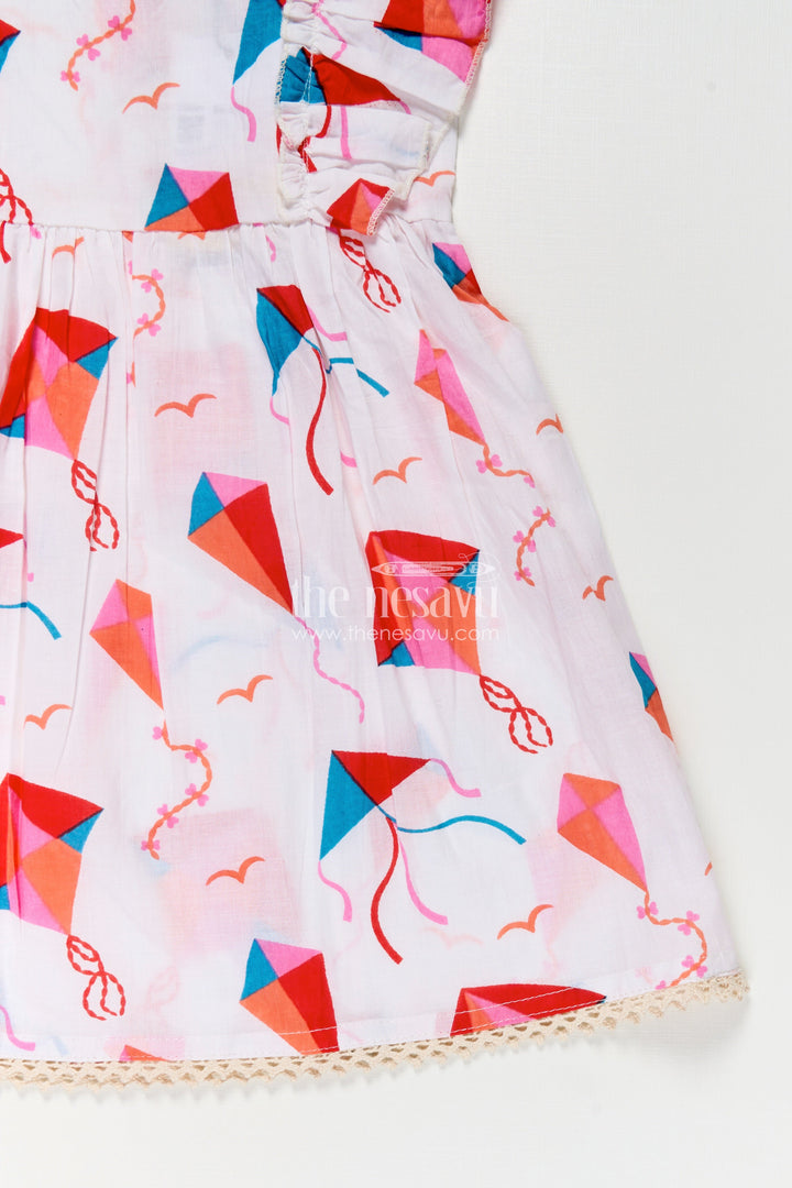 The Nesavu Girls Cotton Frock Girls Cotton Online Frock for Girls with Puff Sleeves and Kite Digital Print in Festive Colors Nesavu Cotton Online Frock Girls Kite Digital Print Puff Sleeve Design Festive Style | The Nesavu