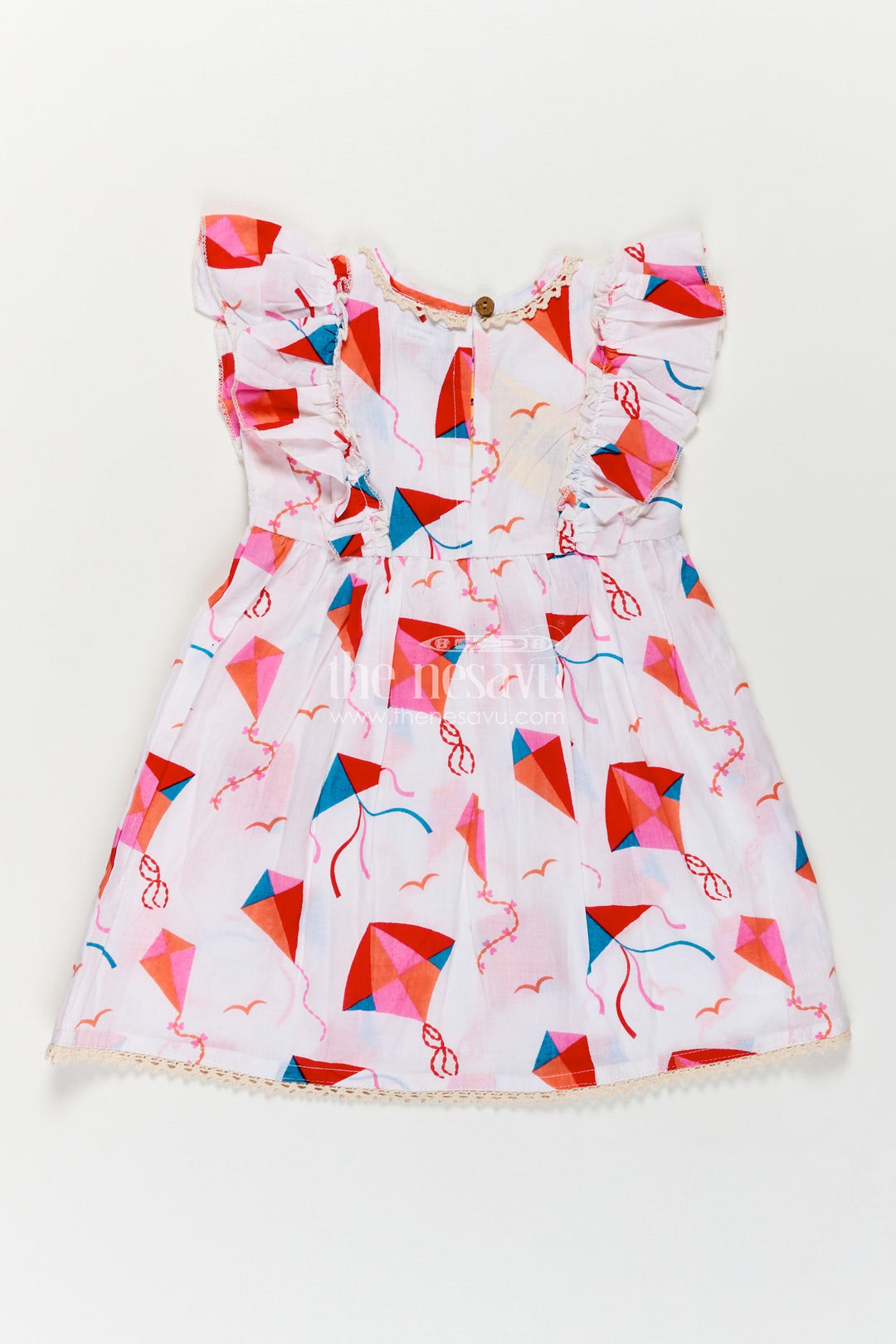 The Nesavu Girls Cotton Frock Girls Cotton Online Frock for Girls with Puff Sleeves and Kite Digital Print in Festive Colors Nesavu Cotton Online Frock Girls Kite Digital Print Puff Sleeve Design Festive Style | The Nesavu