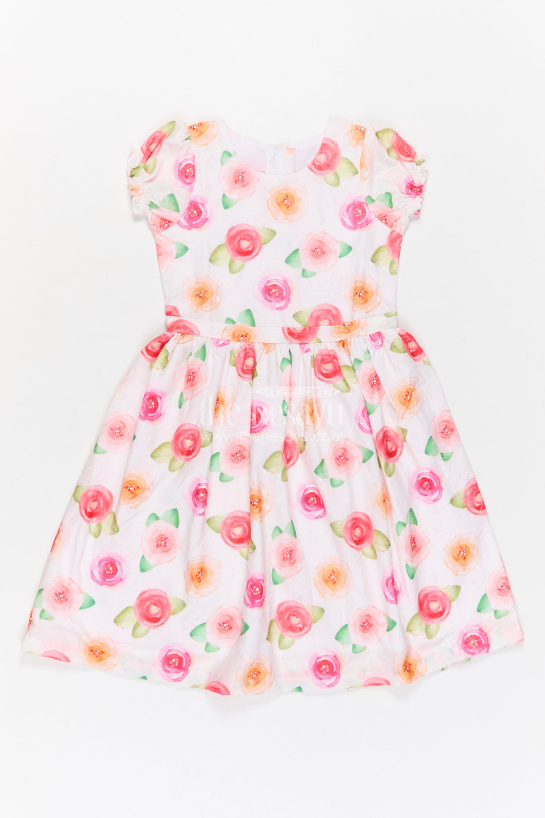The Nesavu Girls Cotton Frock Girls Cotton Party Dress for Birthdays and Celebration Moments Nesavu 32 (9Y) / Multicolor / Cotton GFC2129B-32 Nesavu girls cotton floral party dress for birthday celebrations festive gatherings and special occasions