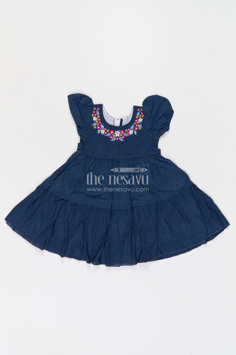 The Nesavu Girls Cotton Frock Girls Cotton Party Frock for Birthdays and Special Celebrations Nesavu 20 (3Y) / Blue / Cotton GFC2128A-20 Nesavu girls cotton dobby frock for birthday parties festive celebrations and special occasions