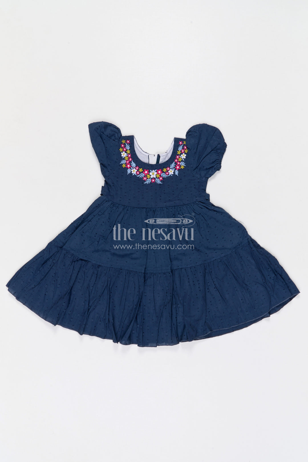 The Nesavu Girls Cotton Frock Girls Cotton Party Frock for Birthdays and Special Celebrations Nesavu 20 (3Y) / Blue / Cotton GFC2128A-20 Nesavu girls cotton dobby frock for birthday parties festive celebrations and special occasions