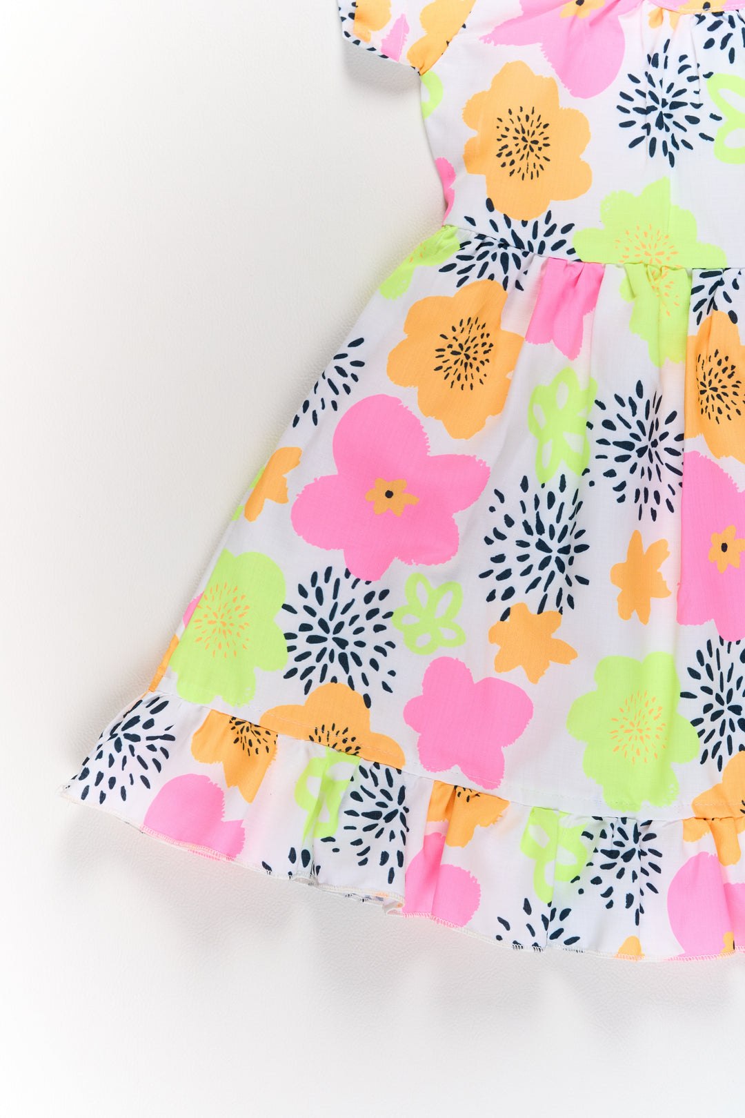 The Nesavu Girls Cotton Frock Girls Cotton Party Wear Dress with Vibrant Floral Prints and Ruffles Nesavu Vibrant Girls Cotton Party Wear Dress Ruffles Floral Prints | The Nesavu